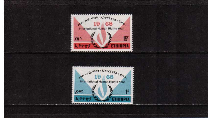 Human Rights Year set of two superb unmounted mint