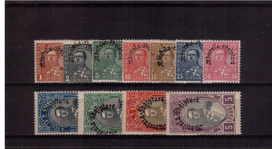 The ''Kingdom of Albania'' overprint<br/>Set of eleven mounted mint. SG Cat 75.00