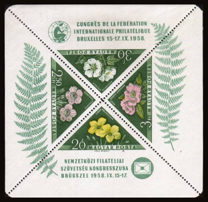 International Philatelic Federation Congress - Brussels - Flowers<br/>
A fine lightly mounted mint minisheet - Perforation 12<br/>
SG Cat 70.00