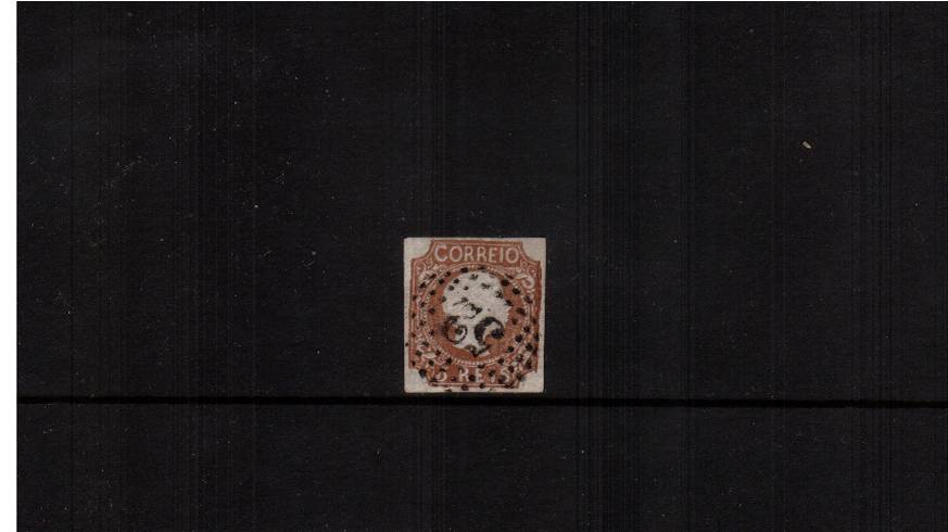 5r Bistre-Brown<br/>
A superb fine used single with four large cut square margins. SG Cat 130