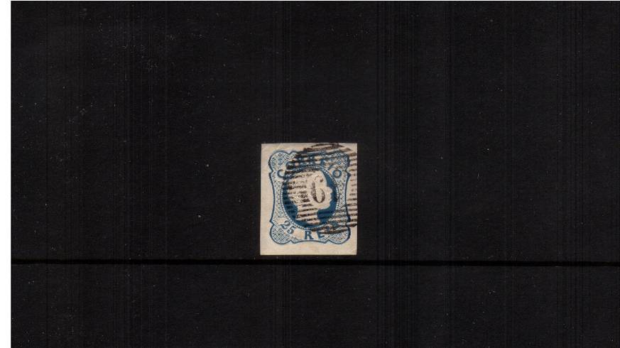 25r Deep Blue<br/>
A superb fine used single with four large margins. SG Cat 22