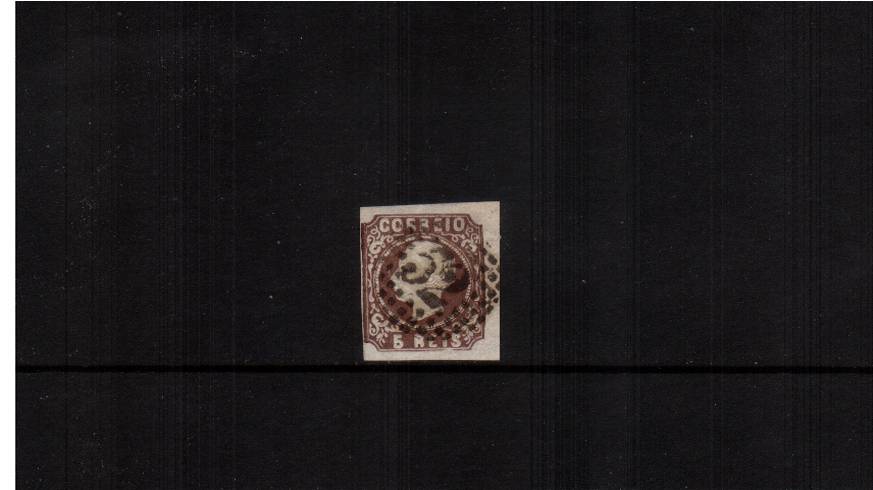 5r Deep Brown - Type II<br/>
A superb fine used single with four large margins. SG Cat 44