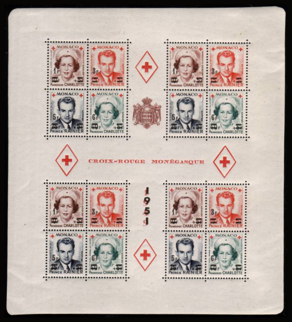 Red Cross Fund<br/>
The rare Surcharged version of the PERFORATED minisheet with <br/>just a trace of two tiny hinge marks. SG Cat 650
