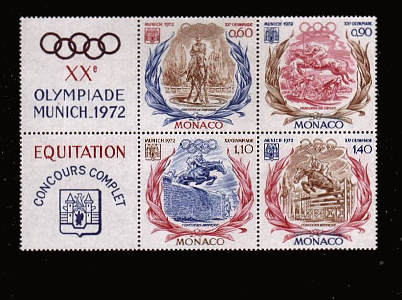 Olympic Games - Munich<br/>
A superb unmounted mint block of four with two labels at left. SG Cat 11