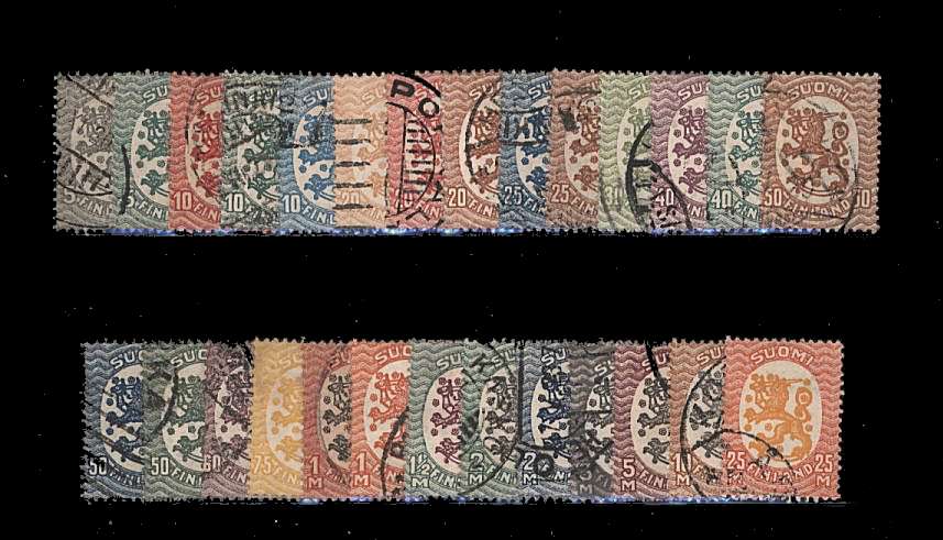 The ''Lion'' basic ''One of each'' set of twenty-seven fine used <br/>with no perforation varieties or 1m Pale Orange that SG Catalogue at  600<br/><br/>SG Cat 75<br/><br/><b>QBQ</b>