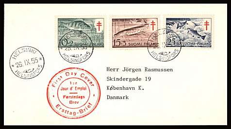 Tuberculosis Relief Fund set of three
<br/>on a First Day Cover<br/><br/>


Note: The MICHEL catalogue prices a FDC at x2 times the used set price
