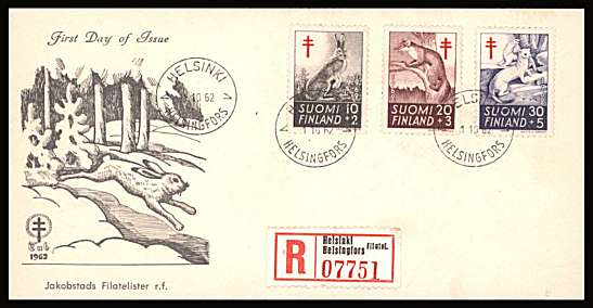 Tuberculosis Relief Fund set of three
<br/>on an unaddressed illustrated First Day Cover<br/><br/>


Note: The MICHEL catalogue prices a FDC at x1.5 times the used set price
