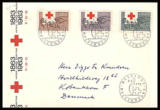 Red Cross Centenary set of three
<br/>on an illustrated First Day Cover with special cancel<br/><br/>


Note: The MICHEL catalogue prices a FDC at x1.6 times the used set price
