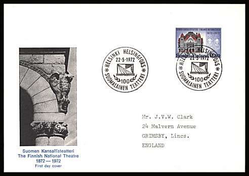 Centenary of Finnish National Theatre single
<br/>on an illustrated First Day Cover with special cancel<br/><br/>


Note: The MICHEL catalogue prices a FDC at x6 times the used set price