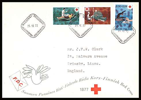 Red Cross Fund Blood Service set of three
<br/>on an illustrated First Day Cover with special cancel<br/><br/>


Note: The MICHEL catalogue prices a FDC at x2 times the used set price