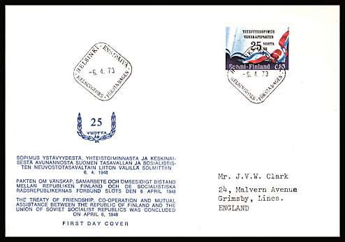 25th Anniversary of Frindship with Russia single
<br/>on an illustrated First Day Cover with special cancel<br/><br/>


Note: The MICHEL catalogue prices a FDC at x6 times the used set price