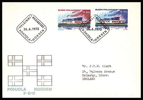 Nordic Countries Postal Co-operation set of two
<br/>on an illustrated First Day Cover with special cancel<br/><br/>


Note: The MICHEL catalogue prices a FDC at x6 times the used set price