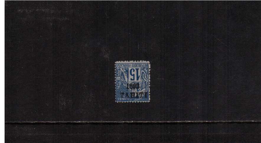 15c Blue a very fresh stamp unused stamp with no gum showing the INVERTED overprint variety. SG Cat 170. A rare stamp!