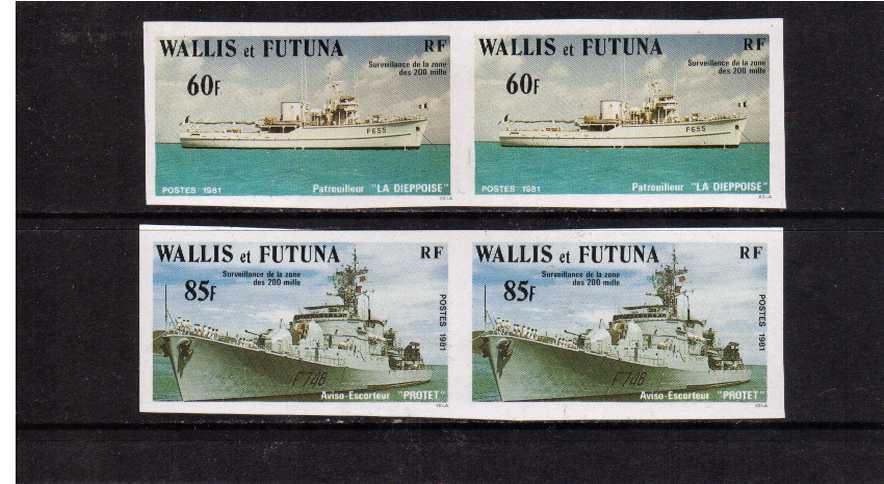 Patrol Boat and Frigate Ship in superb umounted mint IMPERFORATE PLATE PROOF horizontal pairs