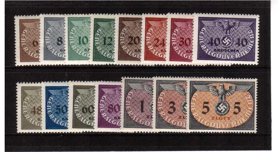 German Occupation Officals set of fifteen  mounted mint