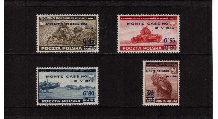 Exiled Government in London - third set of four overprinted MONTE CAASSINO superb very, very lightly  mint