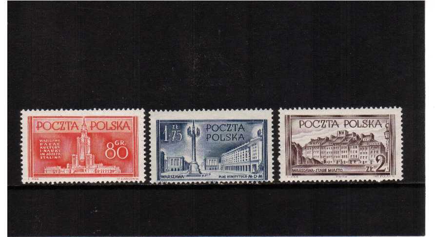 Reconstruction of Warsaw set of three superb unmounted mint
