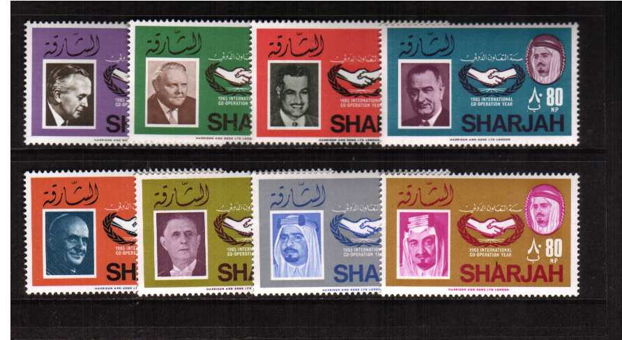 International Co-operation Year set of eight featuring Harold Wilson, President Johnson, De Gaulle etc superb unmounted mint