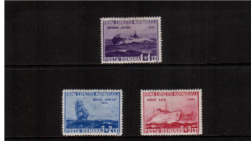 First Marine Exhibition, Bucharest.<br/>A lightly mounted mint set of three