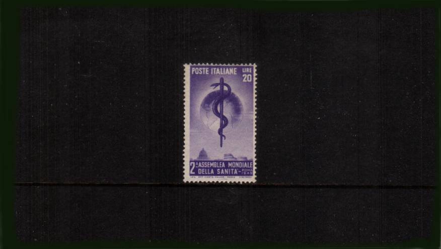 Second World Health Congress, Rome<br/>A fine lightly mounted mint single. SG Cat 70