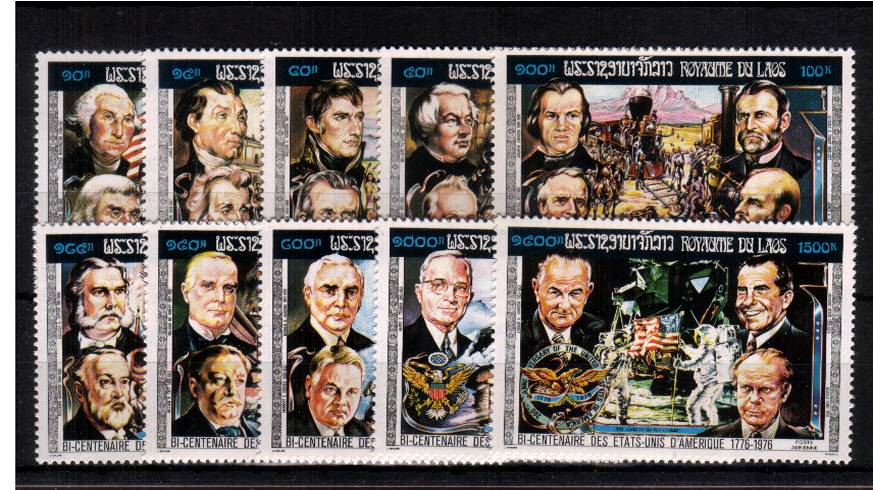 Bicentenary of American Revolution.<br/>
An SG Appendix listed complete set of ten superb unmounted mint.