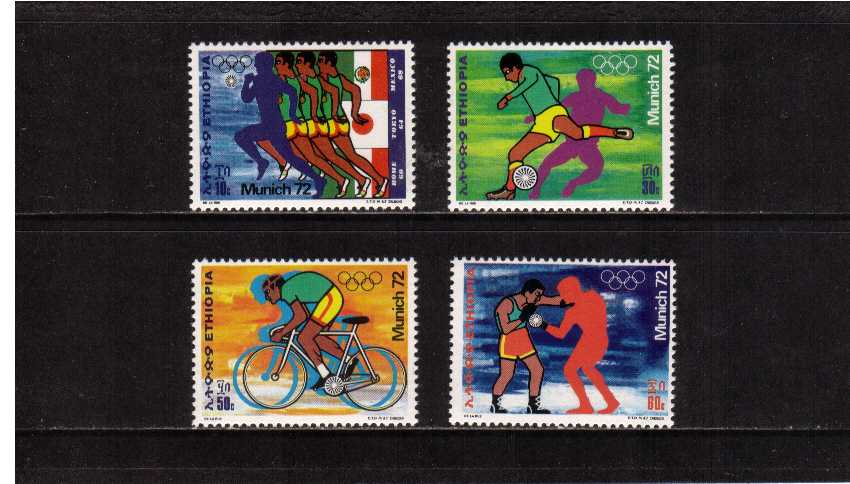 Olympic Games - Munich set of four superb unmounted mint showing Running, Football, Cycling and Boxing