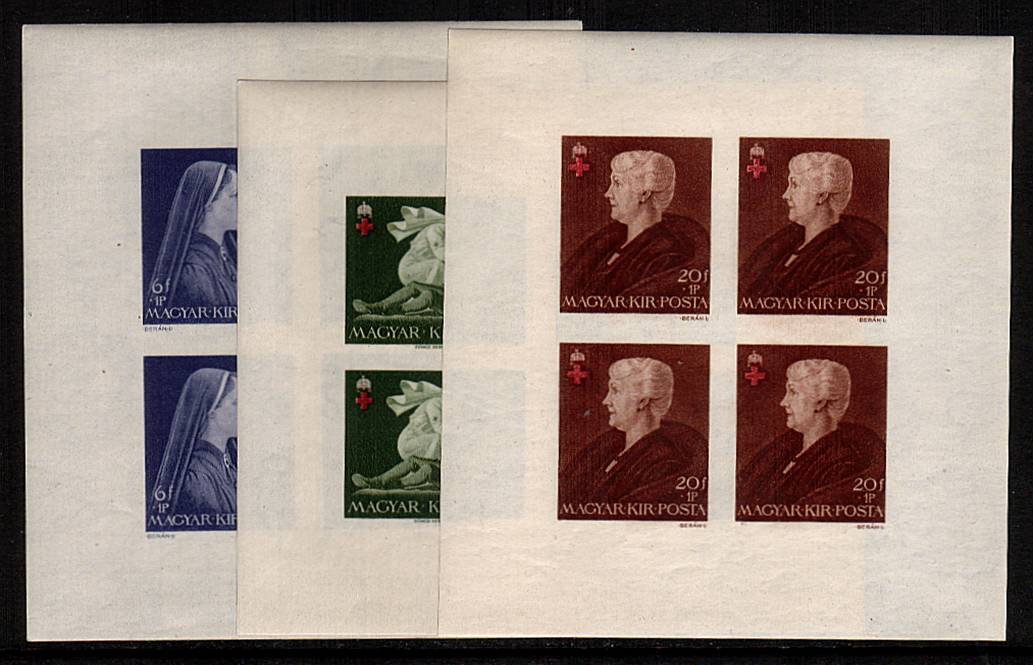 Red Cross Fund<br/>
A superb unmounted mint IMPERFORATE set of three sheetlets of four. Scarce!