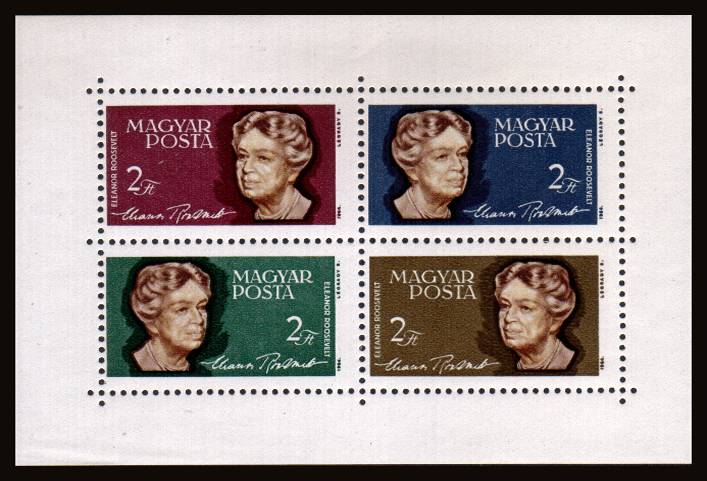 Eleanor Roosevelt Commrmoration<br/>
A superb unmounted mint PERFORATED minisheet.<br/>
SG Cat 7.75