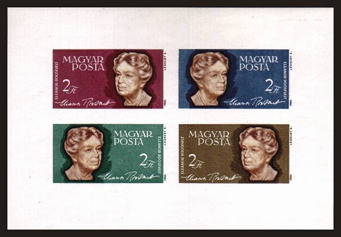 Eleanor Roosevelt Commrmoration<br/>
A superb unmounted mint IMPERFORATE minisheet.<br/>Rare sheet!
