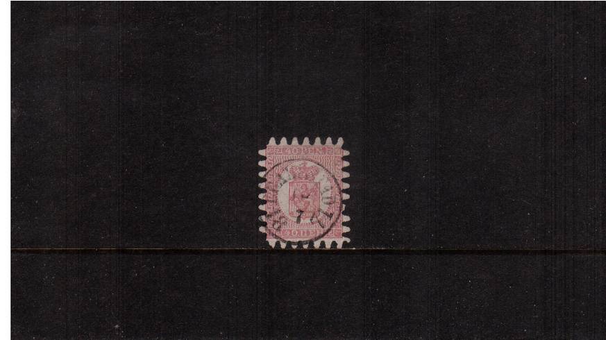 40p Rose on Pale Rose - Peforation type II<br/>
A superb fine used single with only one tooth missing ar right. SG Cat 200

<br/><b>QUQ</b>