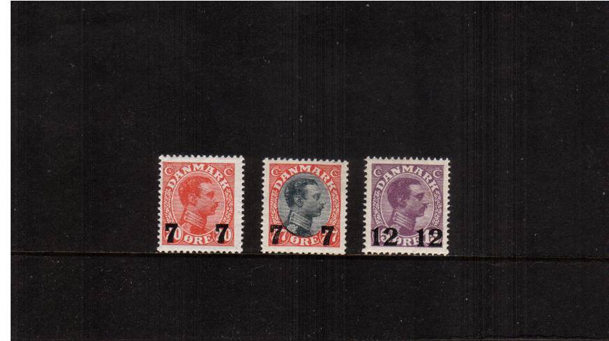 The King Christian X surcharged set of three
<br/>all superb unmounted mint.