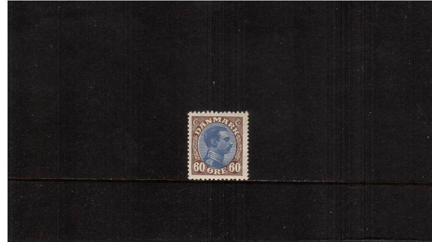 60or Ultramarine and Brown - King Christian X<br/>
A superb unmounted mint single.