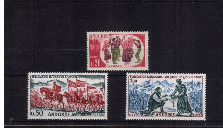Andorran History - 1st Issue<br/>
A superb unmounted mint set of three
<br/>SG Cat �.00