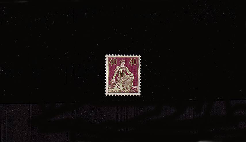 40c Yellow-Green and Deep Magenta<br/>
A stunning bright and fresh stamp with excellent centering and perforations<br/>with a feint trace of a hinge mark! Stunning!<br/>SG Cat �