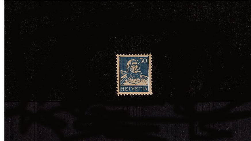 ''William Tell''<br/>
30c Blue on Buff definitive odd value lightly mounted mint. SG Cat �