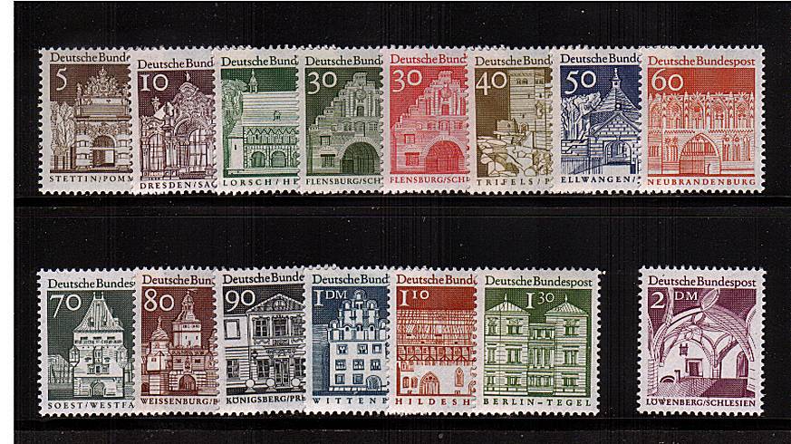 Twelve Centuries of German Architecture<br/>
The larger size, engraved set of firteen superb unmounted mint.
