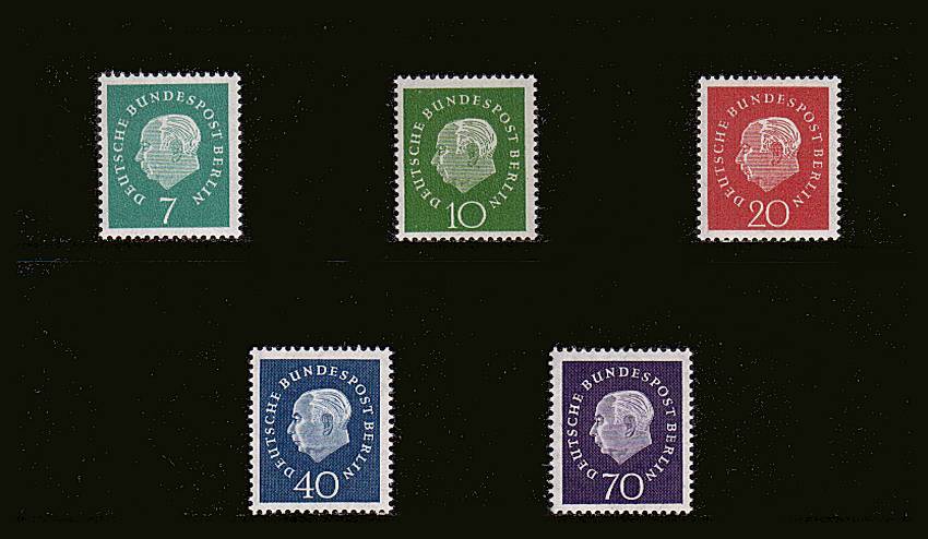 President Heuss<br/>
Definitive set of five superb unmounted mint. SG Cat £19