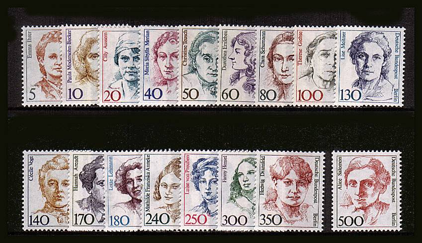 Famous German Women<br/>
A superb unmounted mint set of seventeen.<br/>SG Cat 90