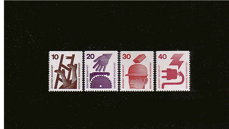 Accident Prevention<br/>
Complete set of four showing ''Perforated on three sides'' - Imperf at top<br/>
from booklets superb unmounted mint.
SG Cat 12.50