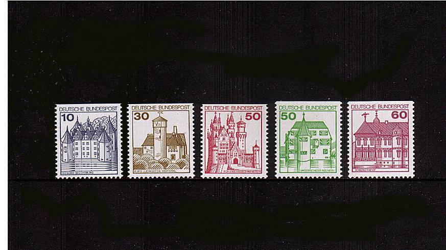 German Castles<br/>
Complete set of four showing ''Perforated on three sides'' - Imperf at top<br/>
from booklets superb unmounted mint. SG Cat 12.25