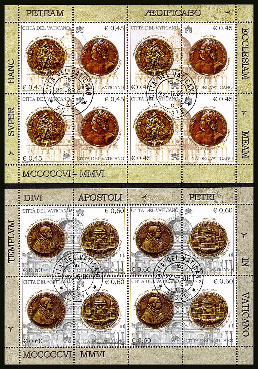 500th Anniversary of Saint Peter's Basilica<br/>
The set of four in special sheetlets superb fine used.<br/>SG Cat for singles 47