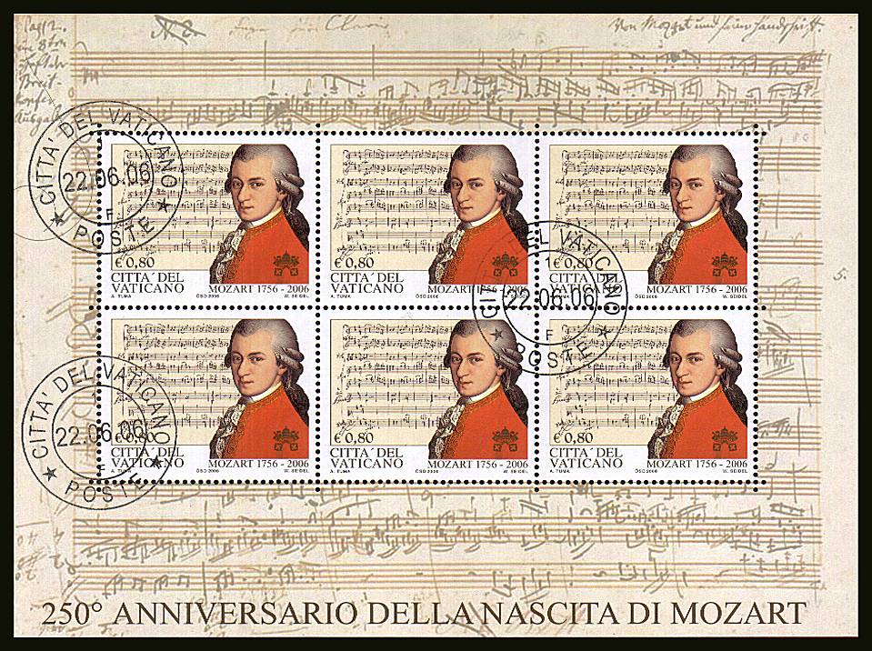 250th Birth Anniversary of Wolfgang Amadeus Mozart single<br/>
In a special sheetlet of six superb fine used.<br/>
SG Cat 21