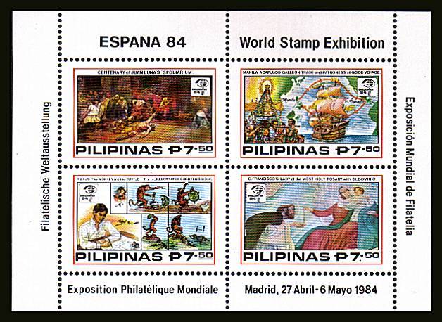 Espana 84 International Stamp Exhibition<br/>
A superb unmounted mint minisheet. SG Cat �