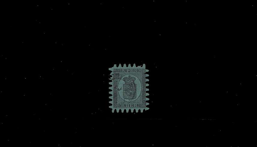 8p Black on Blue Green - Wove Paper<br/>
A good fine used single with half a missing perforation.<br/>SG Cat £300
<br/><b>QBQ</b>