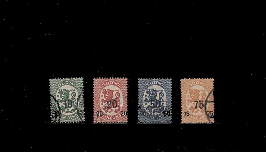 The surcharged set of four superb fine used with full perforations.
<br/><b>QBQ</b>