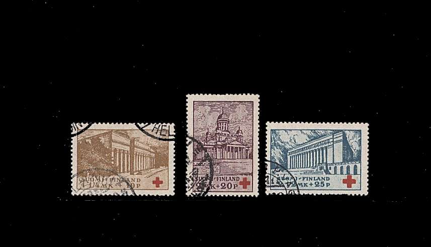 Red Cross Fund<br/>A superb fine used set of three with a few short perfs.<br/>
SG Cat £55