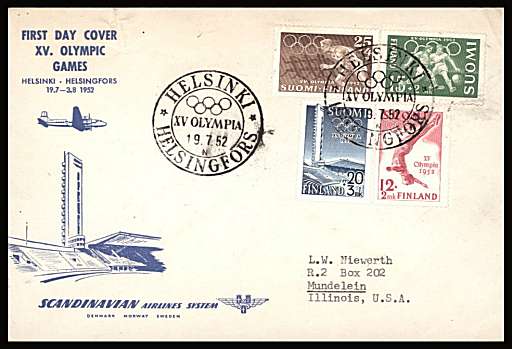 Olympic Games set of four 
<br/>on an illustrated  First Day Cover with special cancel.<br/><br/>

