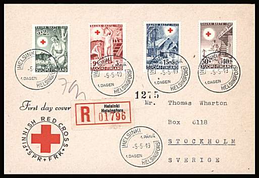 Red Cross Fund set of four
<br/>on an illustrated First Day Cover<br/><br/>


Note: The MICHEL catalogue prices a FDC at x3.6 times the used set price
