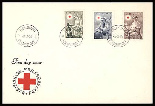 Red Cross Fund set of three
<br/>on an illustrated unaddressed First Day Cover<br/><br/>


Note: The MICHEL catalogue prices a FDC at x3 times the used set price
