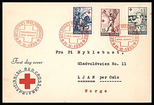 Red Cross Fund set of three
<br/>on an illustrated First Day Cover<br/><br/>


Note: The MICHEL catalogue prices a FDC at x3 times the used set price
